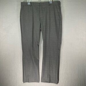 Express Dress Pants Mens 36x30 Gray Plaid Flat‎ Front Trouser Casual